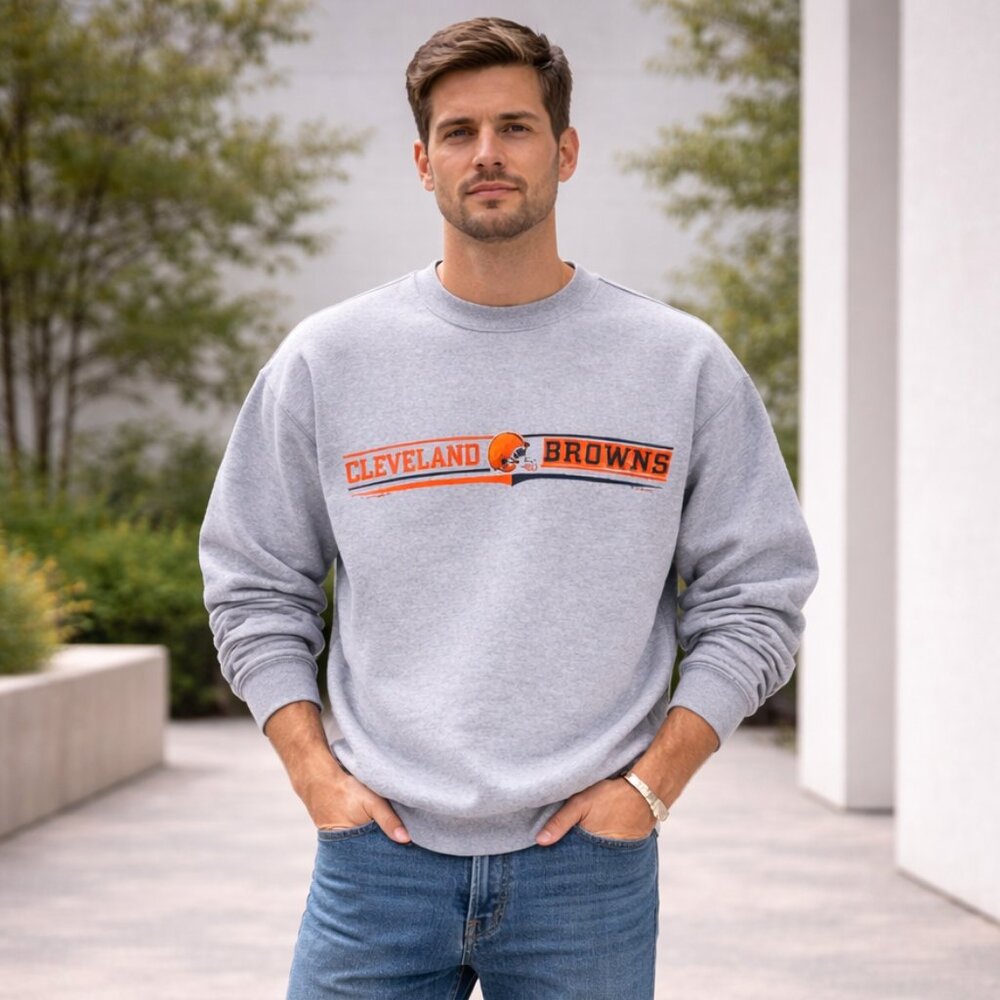 Vintage Cleveland Browns Sweatshirt Gray NFL Football Crewneck Men’s 2XL